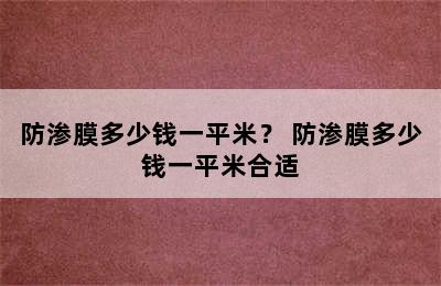 防渗膜多少钱一平米？ 防渗膜多少钱一平米合适